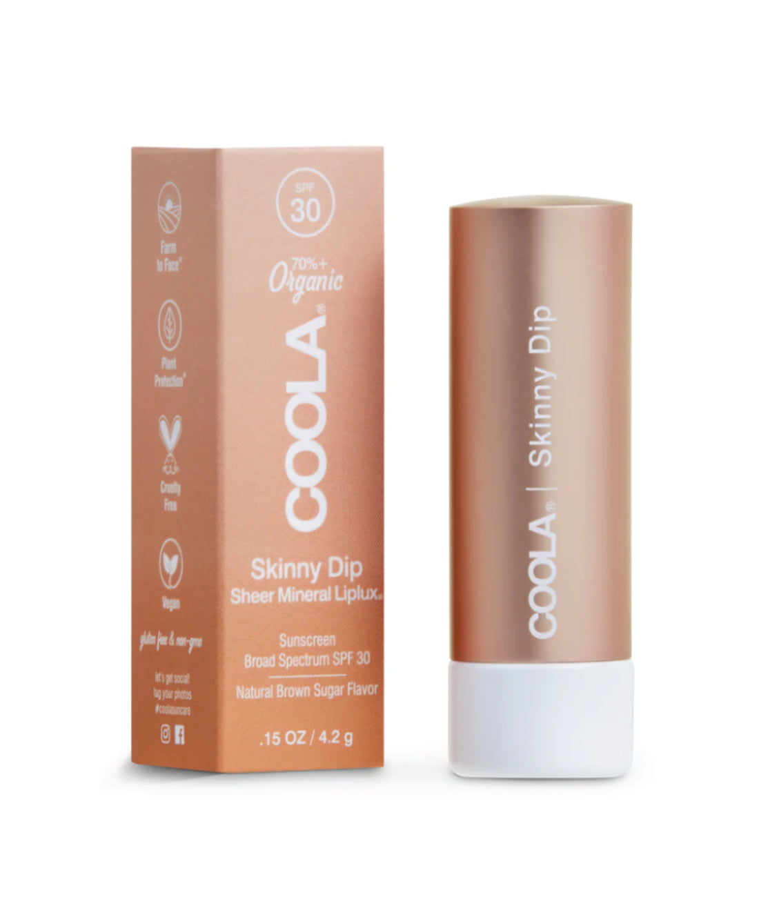 Coola Mineral Liplux® Organic Tinted Lip Balm Sunscreen SPF 30 - Skinny Dip