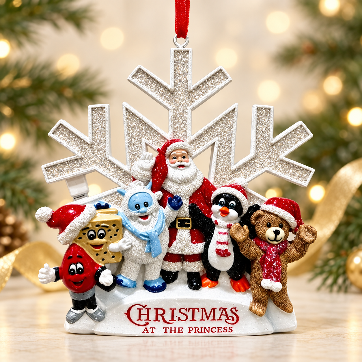 Christmas at the Princess Snowflake Ornament with Characters