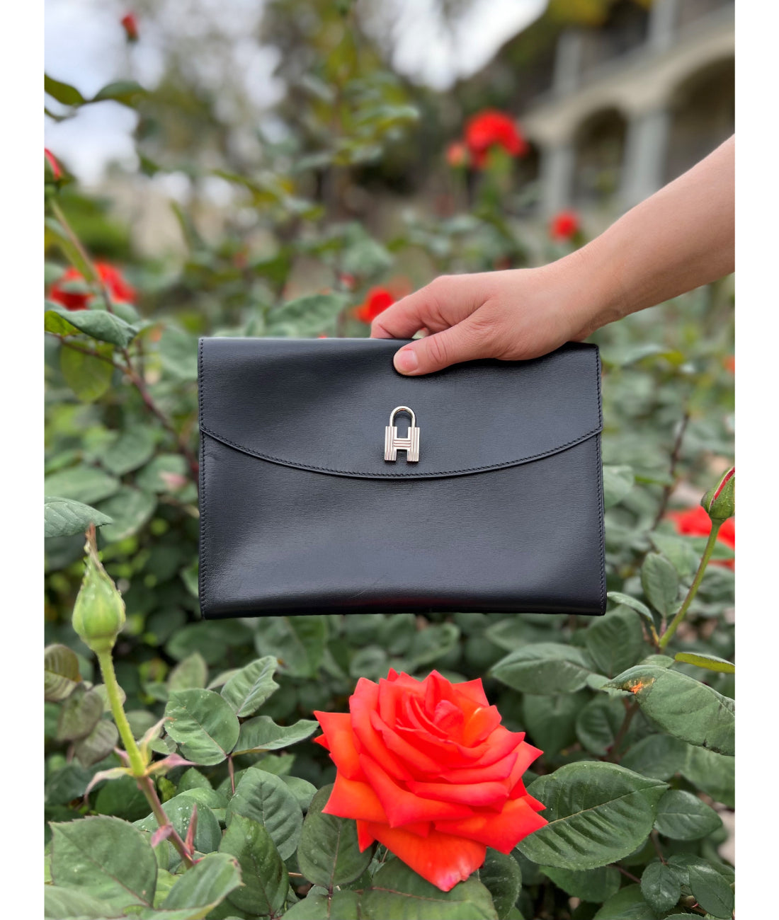 Resale Hermes Black Pochette Cadena Clutch Bag **Vintage**