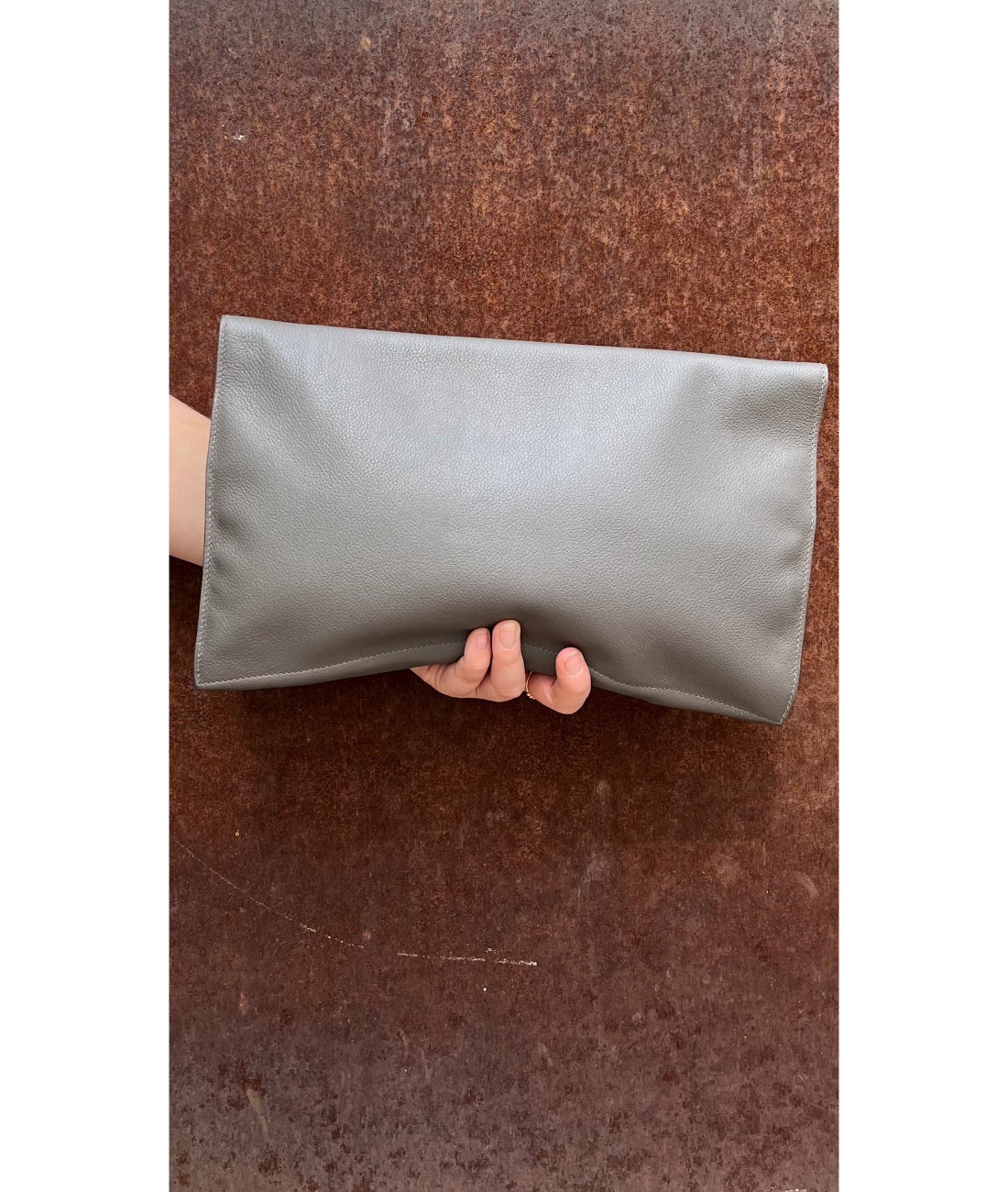 Resale Hermes Grey Swift Pliplat Clutch Bag